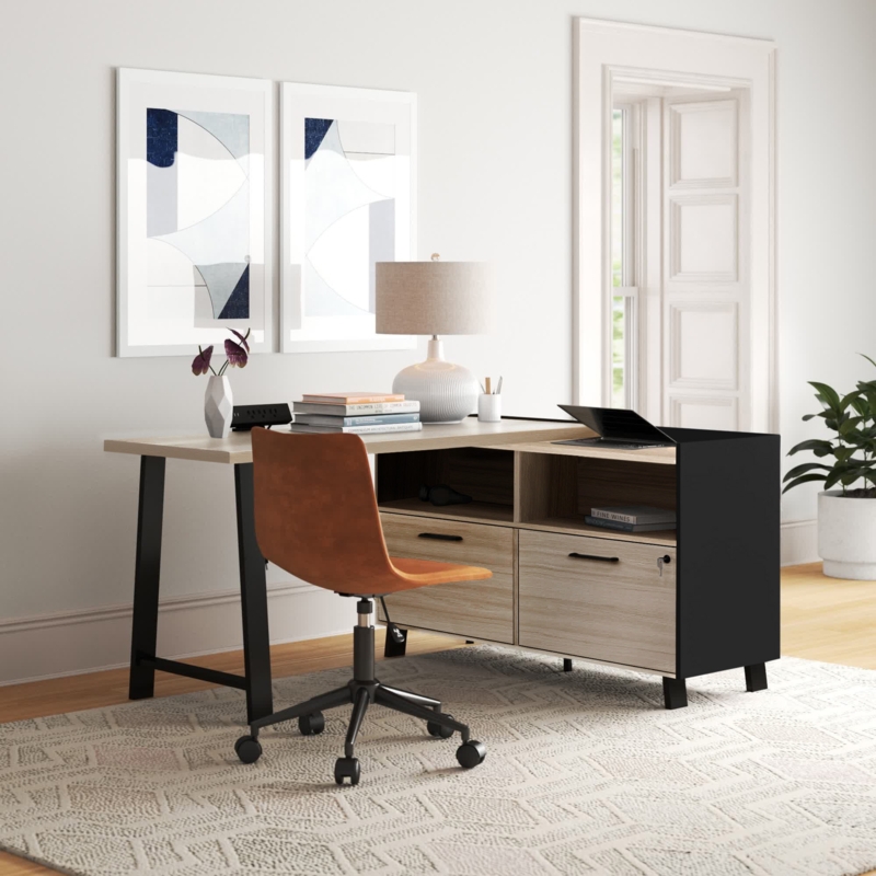L-Shaped Computer Desk with Storage