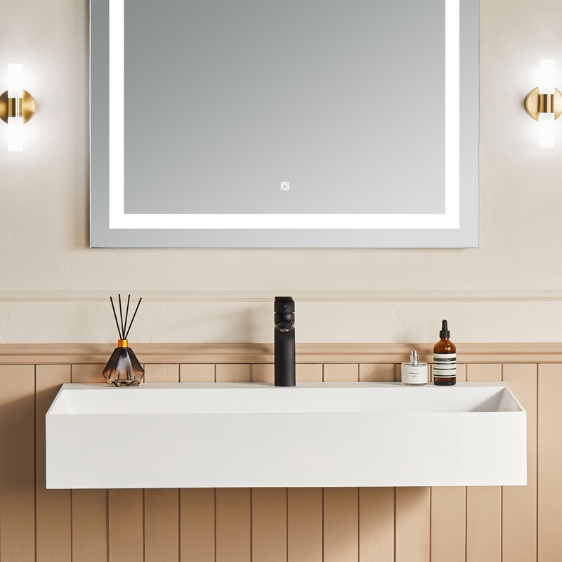 Wall-Mounted Sink with Single Faucet Hole