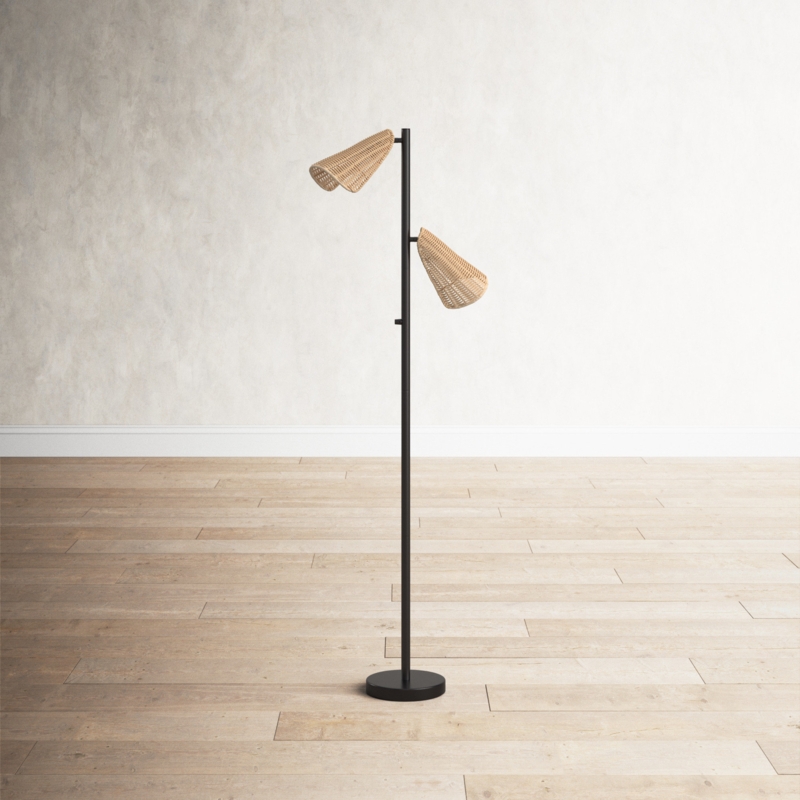Rattan Tree Lamp with Adjustable Shades
