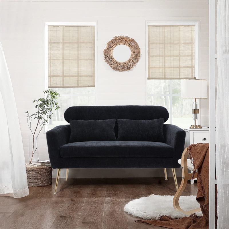 Compact Loveseat with Metal Base
