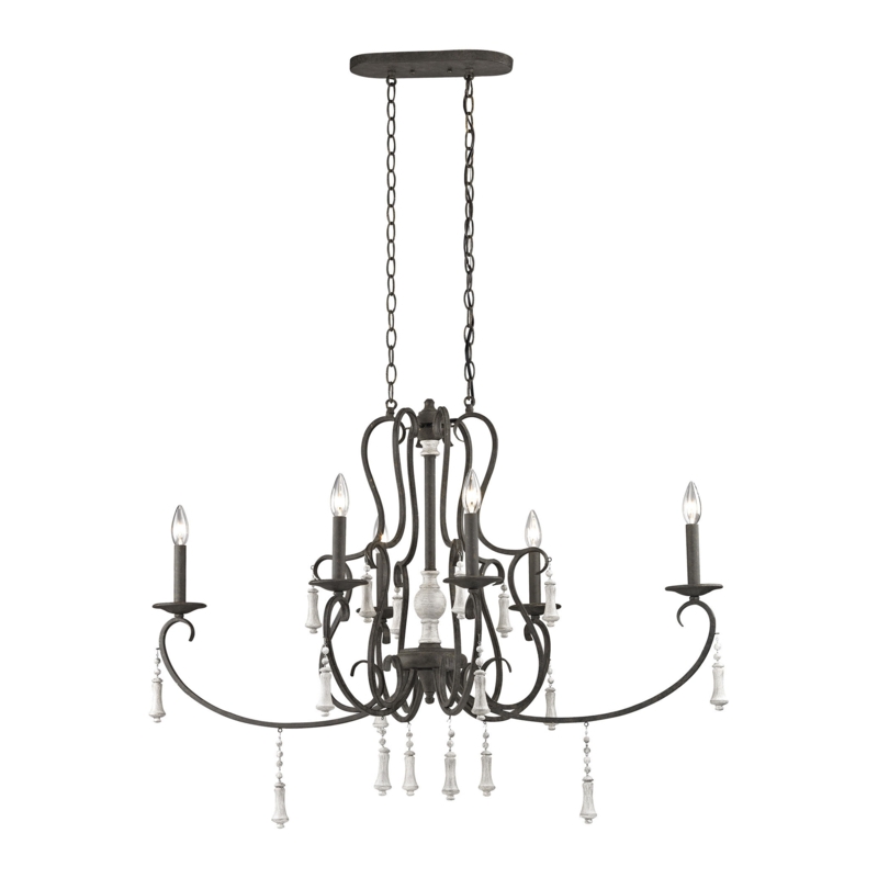 Elegant Tuscan-Inspired Chandelier with Scrollwork and Pendeloques