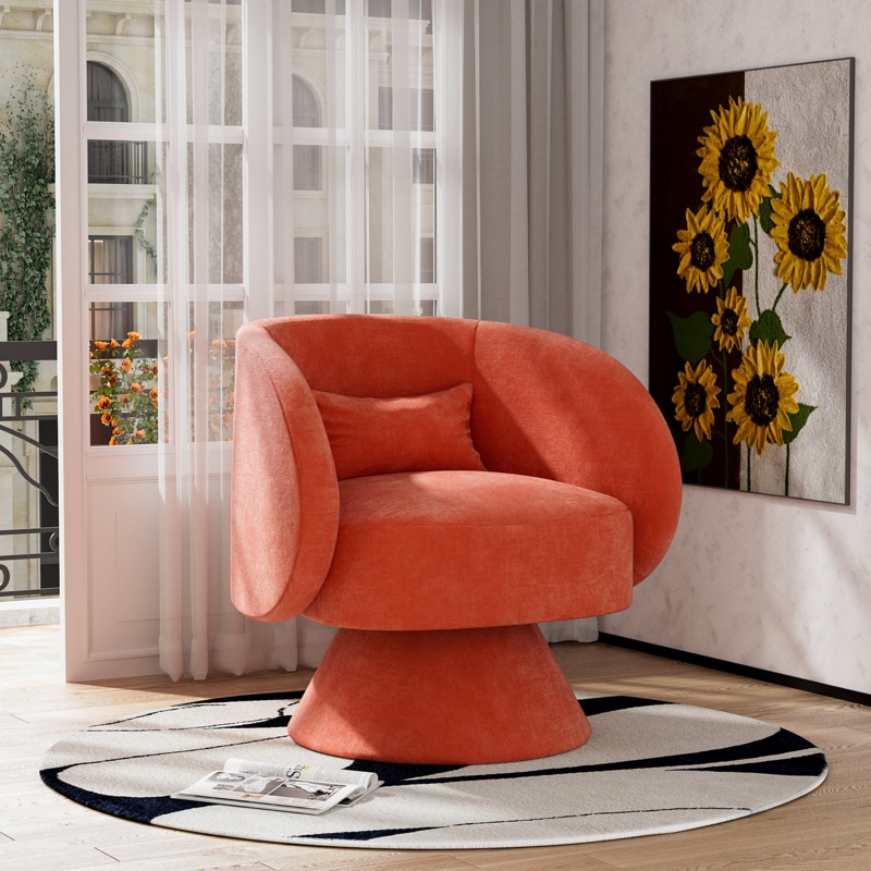 Swivel Barrel Chair with Pillow