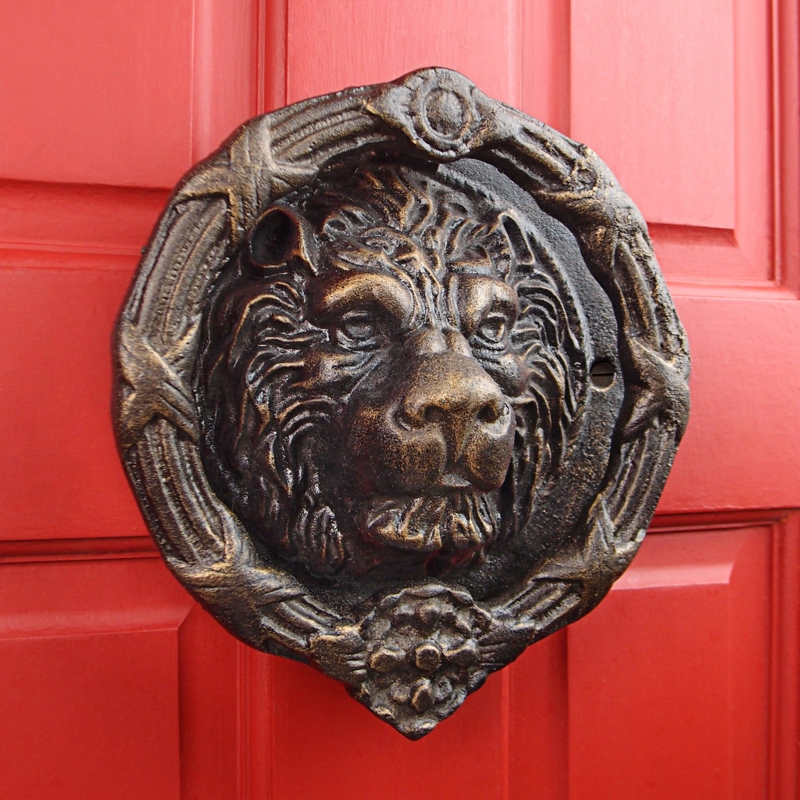 Roundel Lion Cast Iron Door Knocker