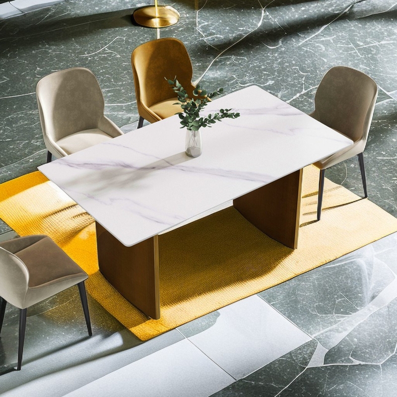 Sintered Stone Dining Table with Veneer