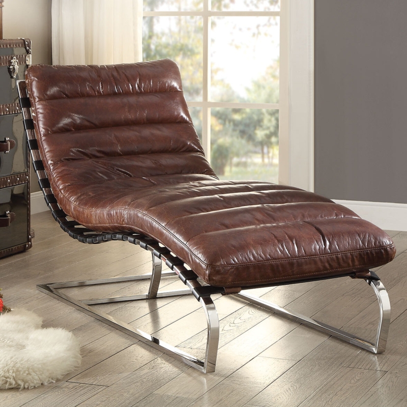 Classic Stainless Steel and Leather Armchair