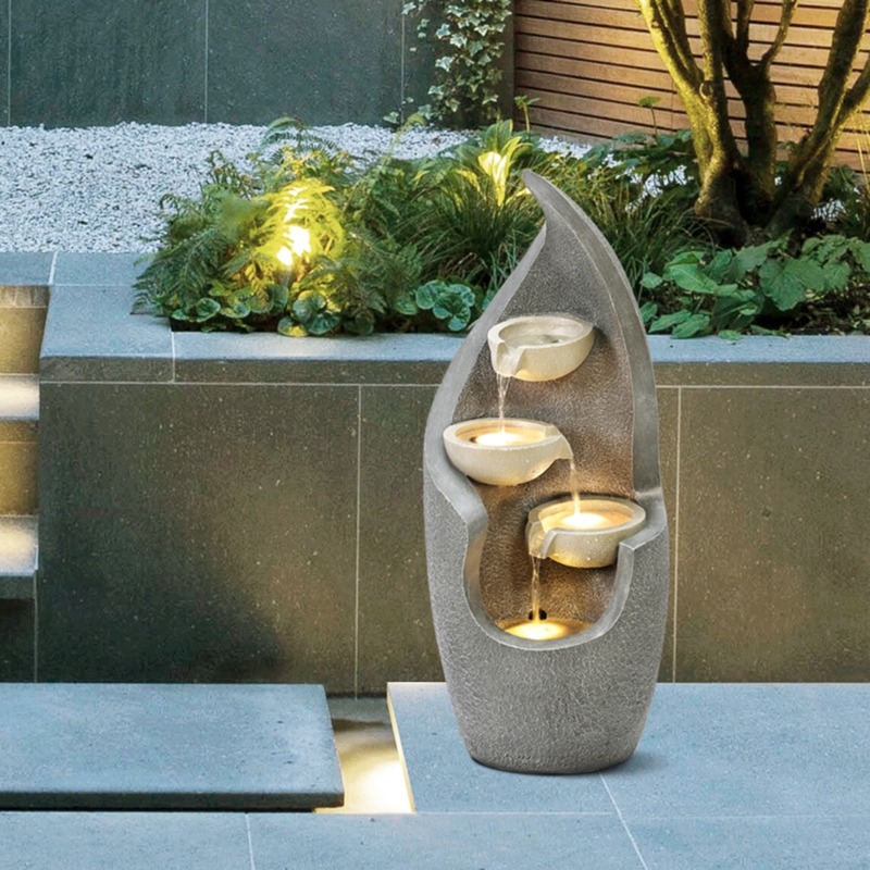 Modern Outdoor Spa Fountain with LED Lights