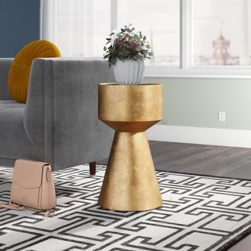 Glam End Table with Black Glass Top