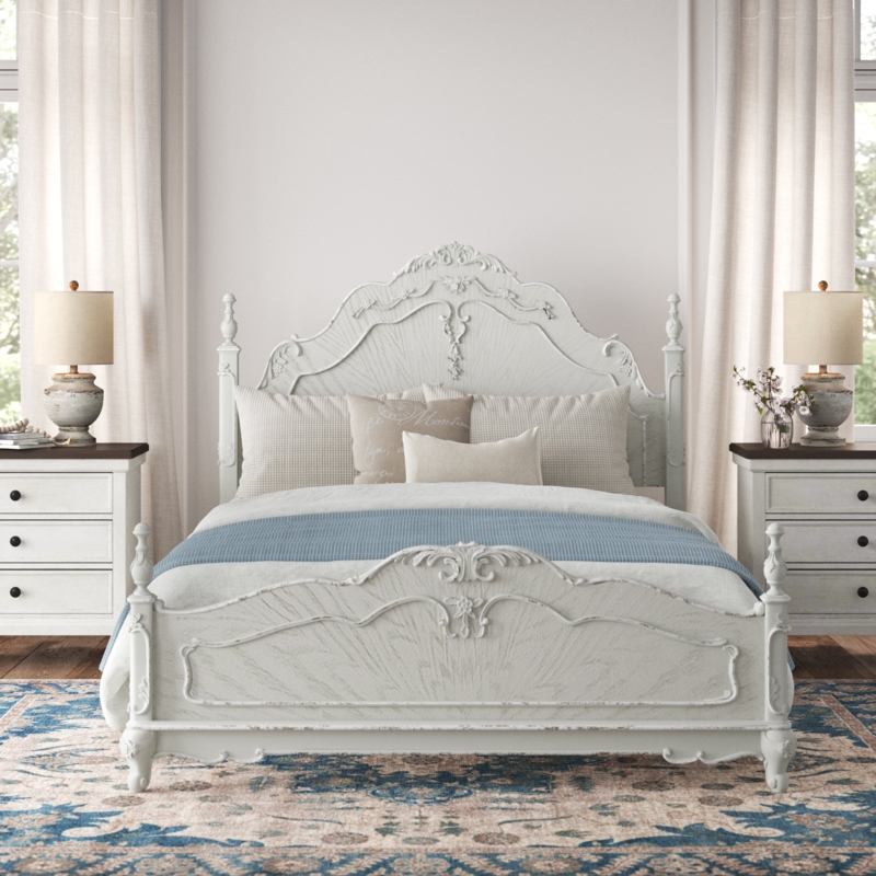 Antique White French Country Bed