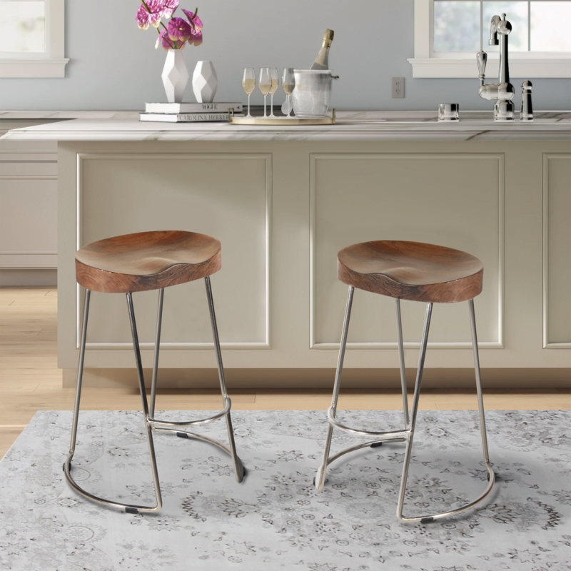 Two-Piece Industrial Bar Stool Set