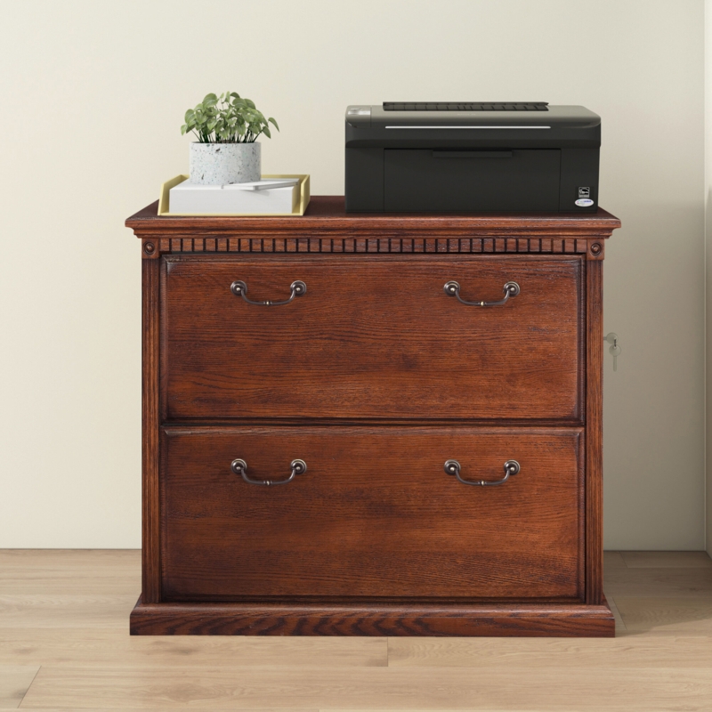 Transitional Lateral File Cabinet with Lock