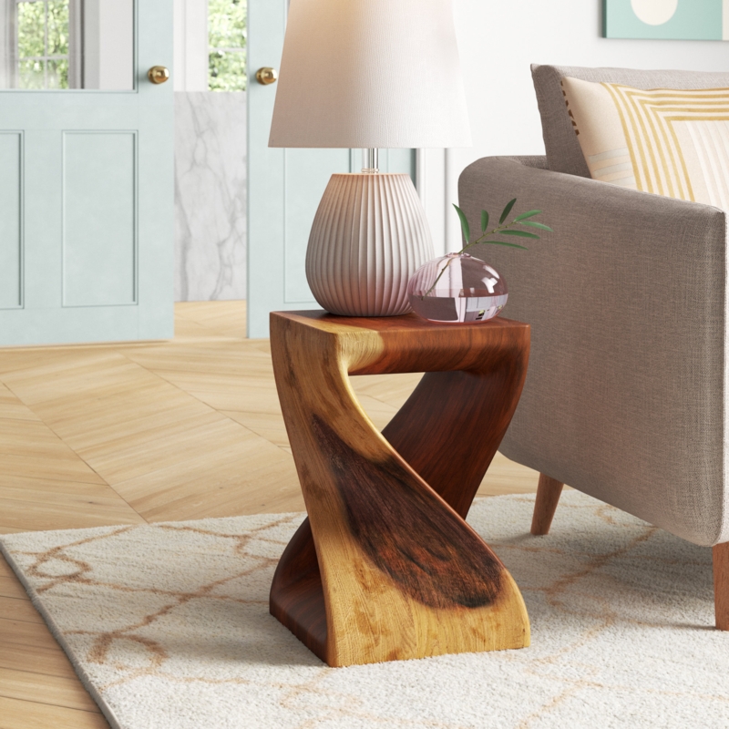 Twisted Acacia Wood End Table