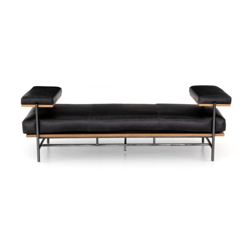 Oak Frame Chaise-Style Seating with Metal Base