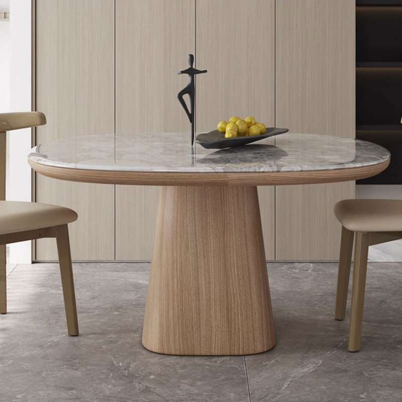 52-inch Round Gray Marble Dining Table