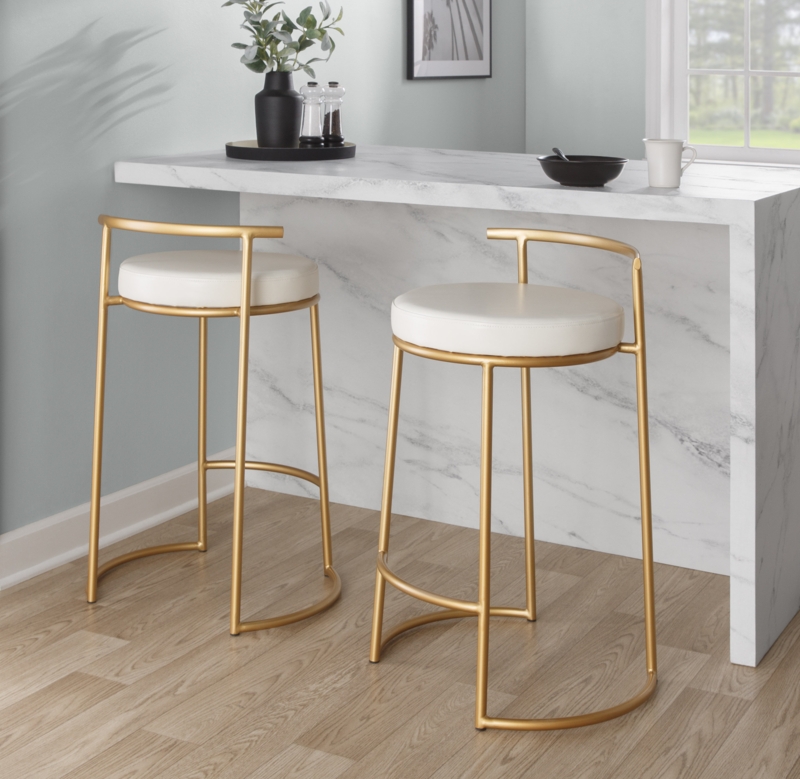 White Leather Bar Stools | Foter