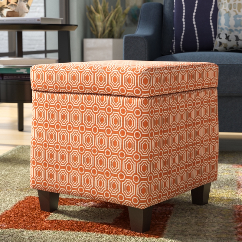 Contemporary Storage Ottoman with Pattern
