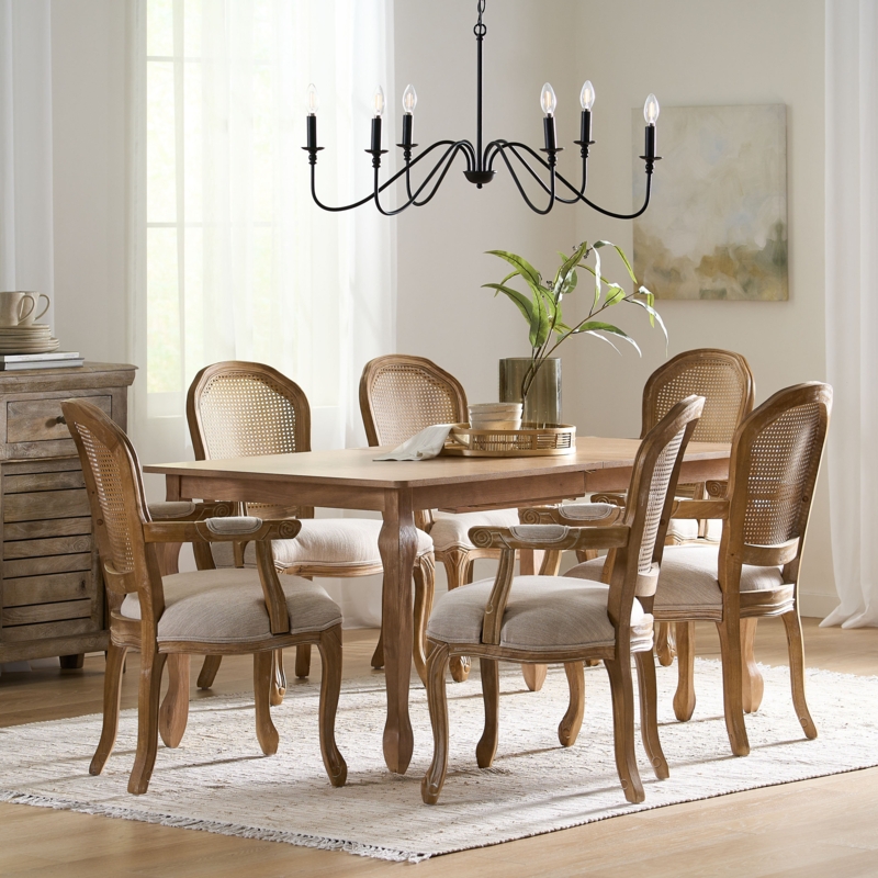 7-Piece French-Country Dining Set with Butterfly Leaf