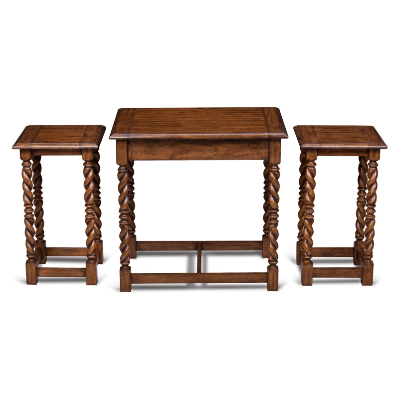 Hand-Planed Distressed Nest of 3 Occasional Tables