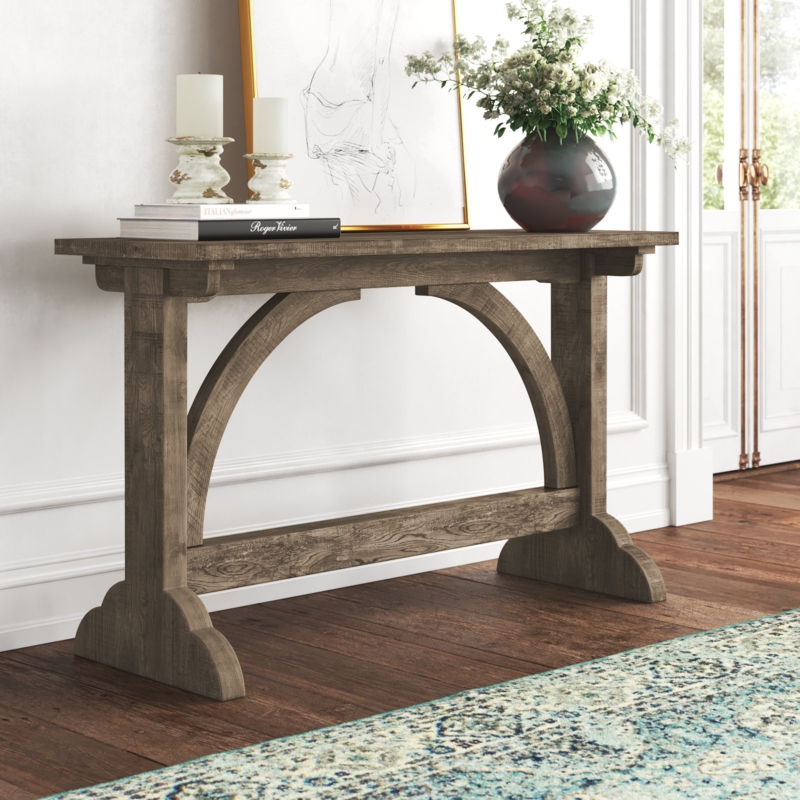 Oak Console Table with Trestle Support