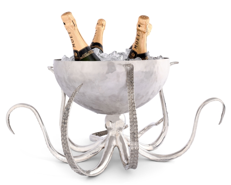 Pewter Octopus Ice Tub or Punch Bowl