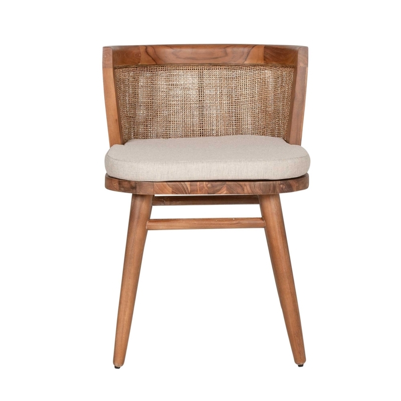Teak Barrel-Back Dining Chair with Cushion
