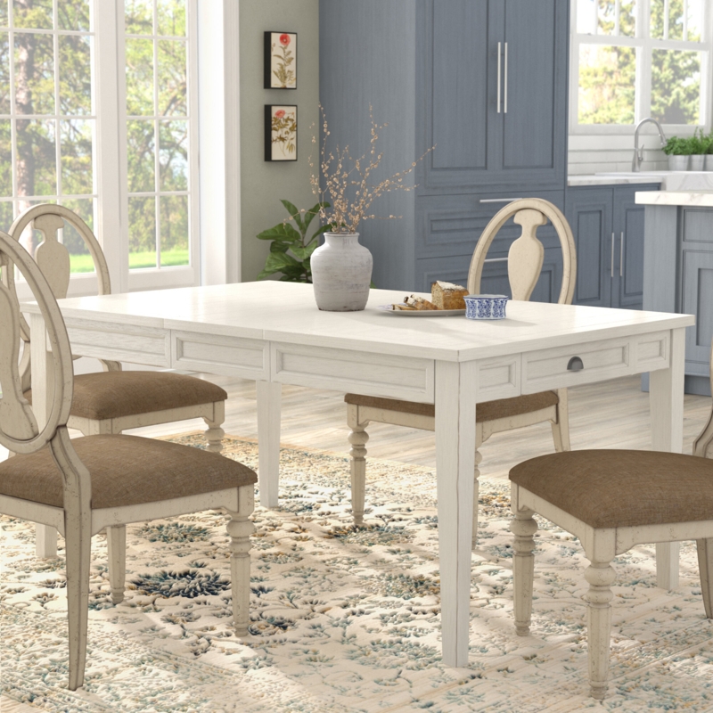 Extendable Coastal Dining Table with Storage