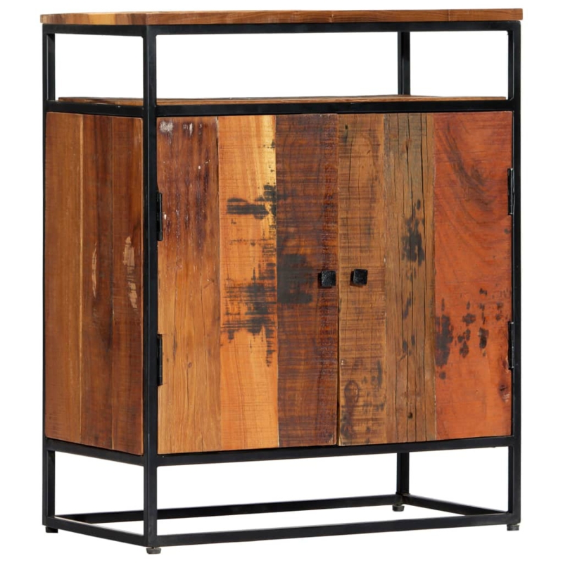 Solid Reclaimed Wood and Steel Side Cabinet