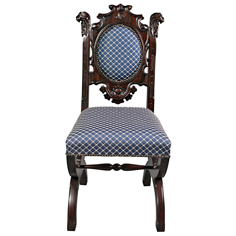 Gothic Dining Chair with Upholstered Medallion Back