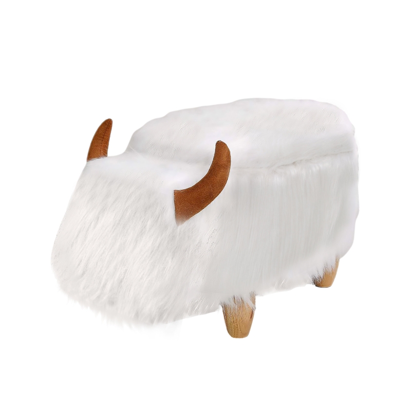 Cow Animal Storage Stool with Wooden Legs