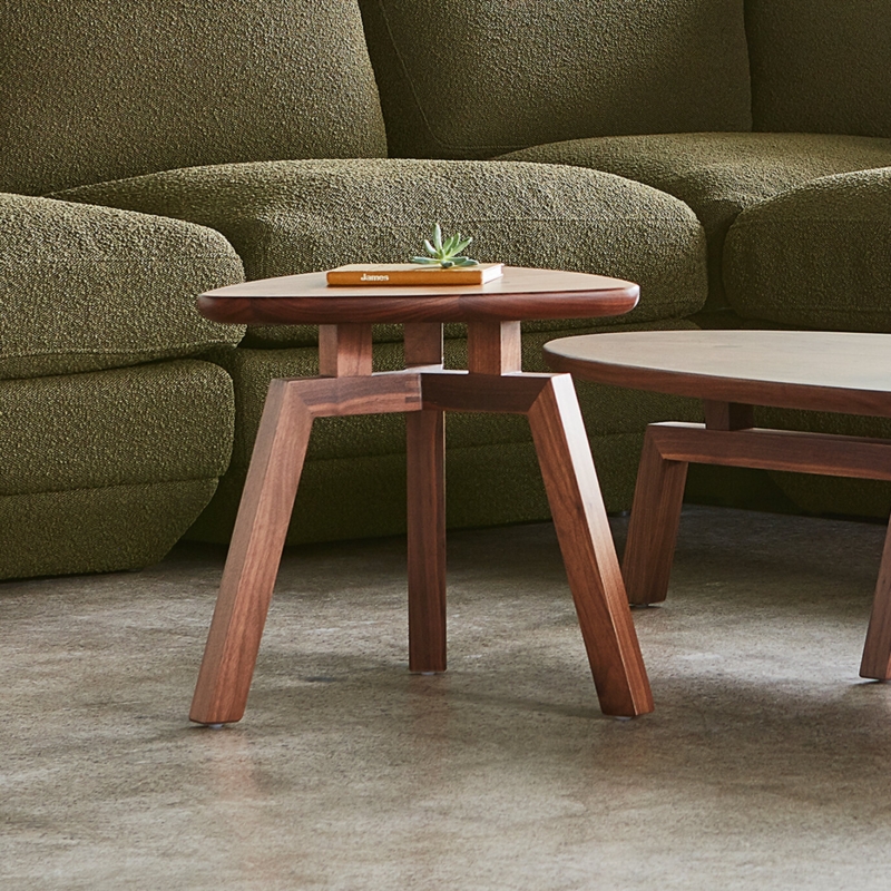 Triangular Solid Wood End Table