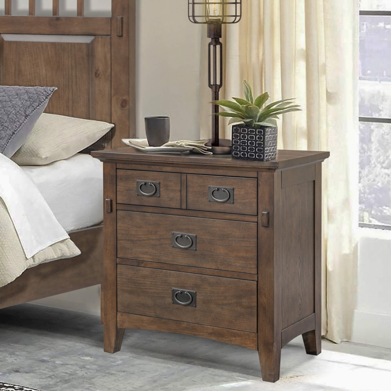 Mission-Style Three-Drawer Nightstand