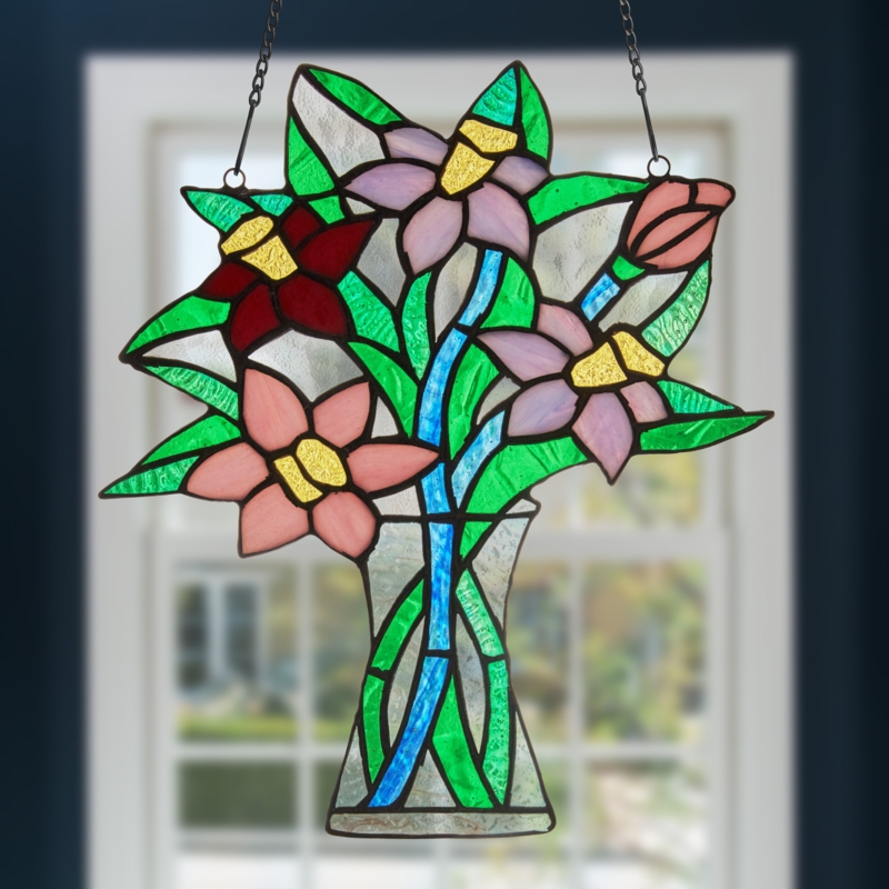 Spring Bouquet Stained Glass Window Panel