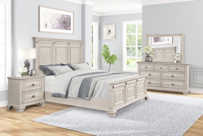 Traditional Bedroom Set with Silver Accents
