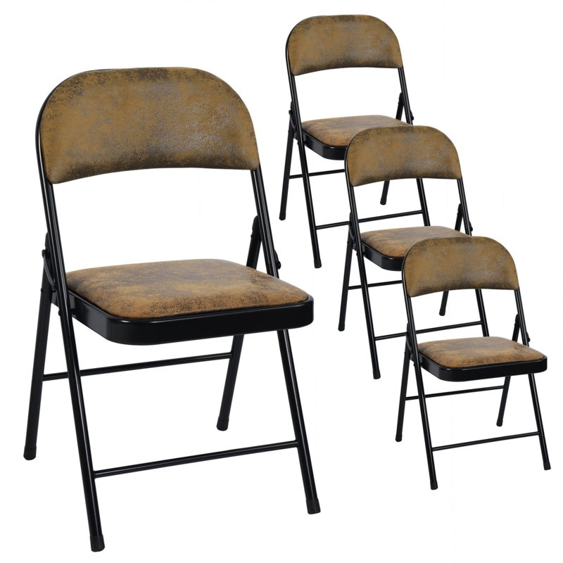 Set of 4 Foldable Suede Chairs