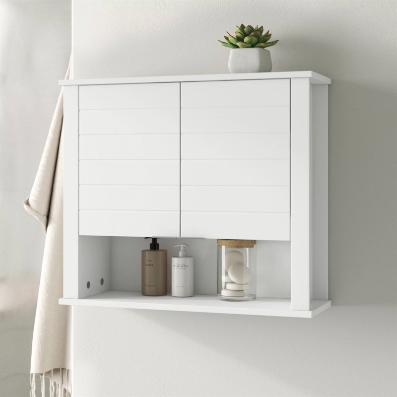 White 2-Door Wall-Mounted Bathroom Storage Cabinet