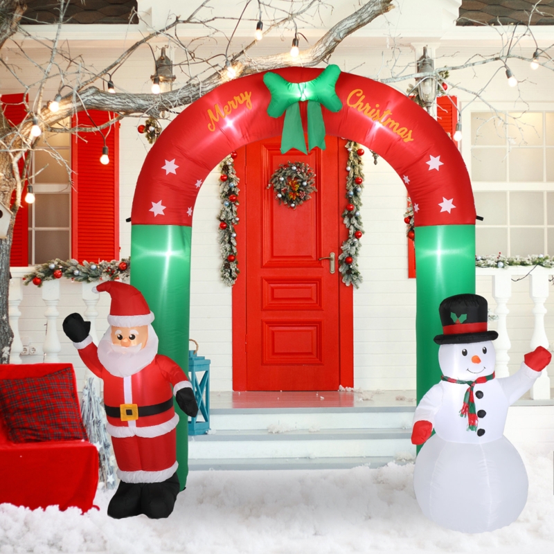Inflatable Christmas Yard Arch with Snowman and Santa