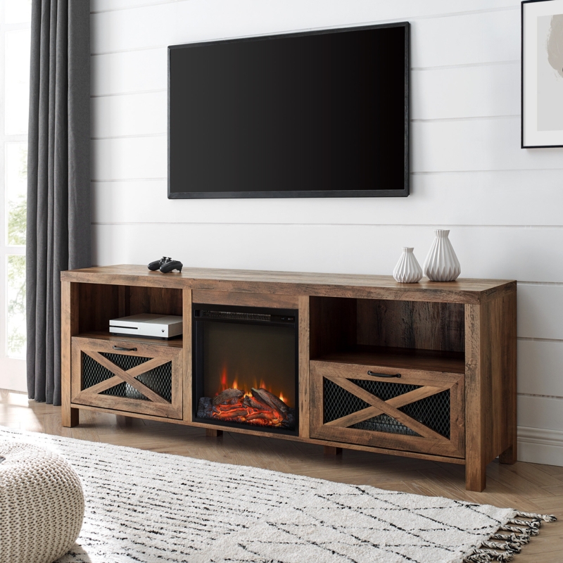 Electric Fireplace TV Stand with Farmhouse Charm