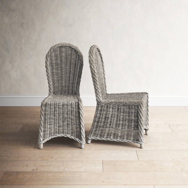 French-Inspired Oval Back Rattan Side Chair