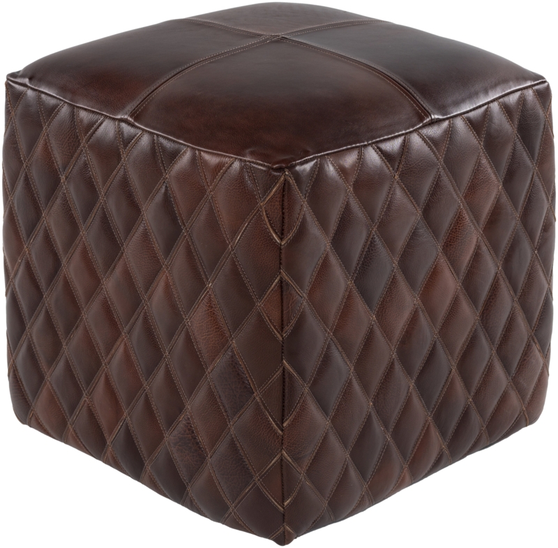 Quilted Genuine Leather Ottoman