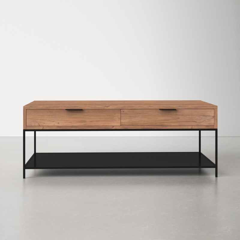 Contemporary Coffee Table with Drawers and Shelf