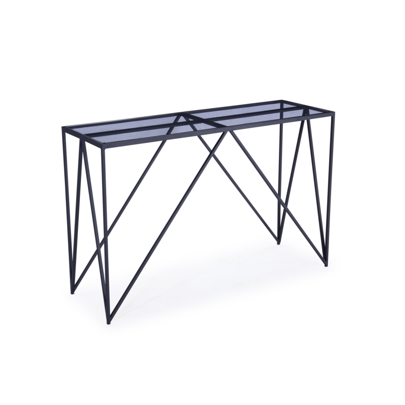 Smoked Glass Metal Console Table