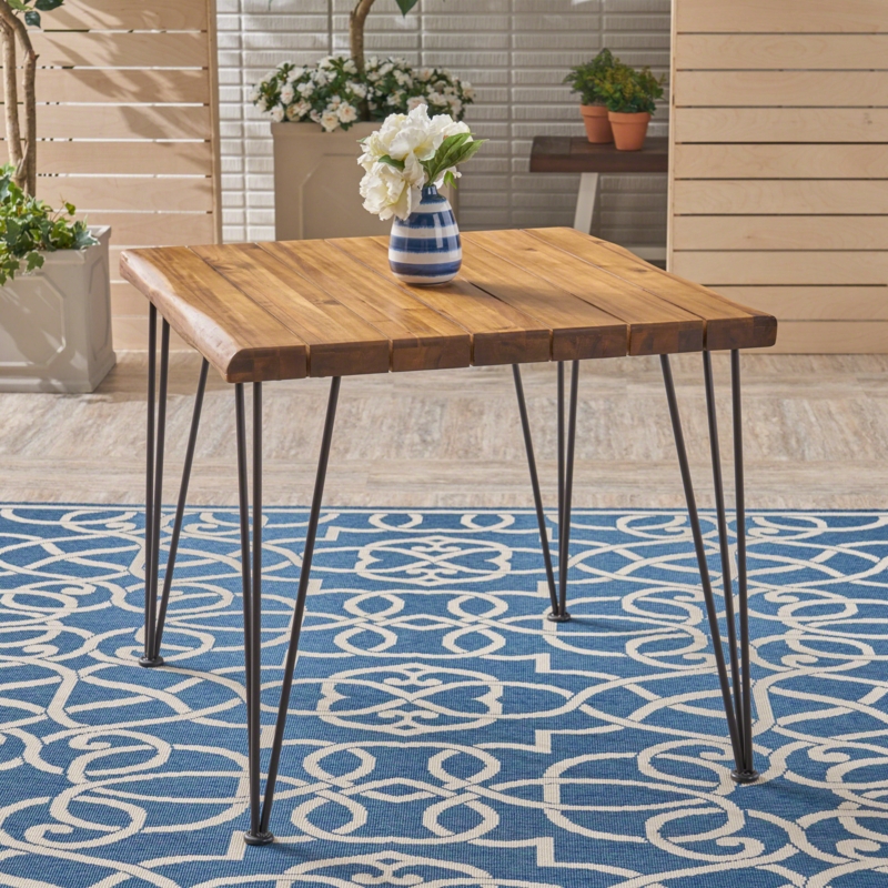 Chic Acacia Wood Dining Table with Hairpin Legs