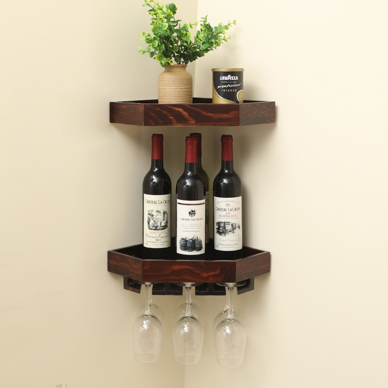 Mounted Wooden Wine Bottle Rack