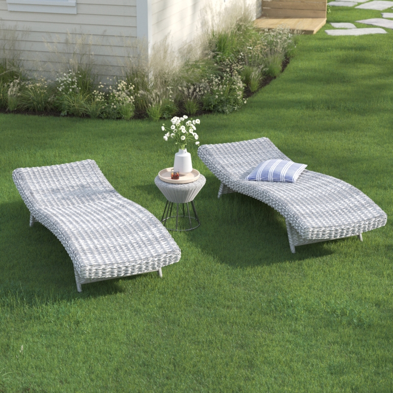 Reclining Wicker Lounge Set with Table