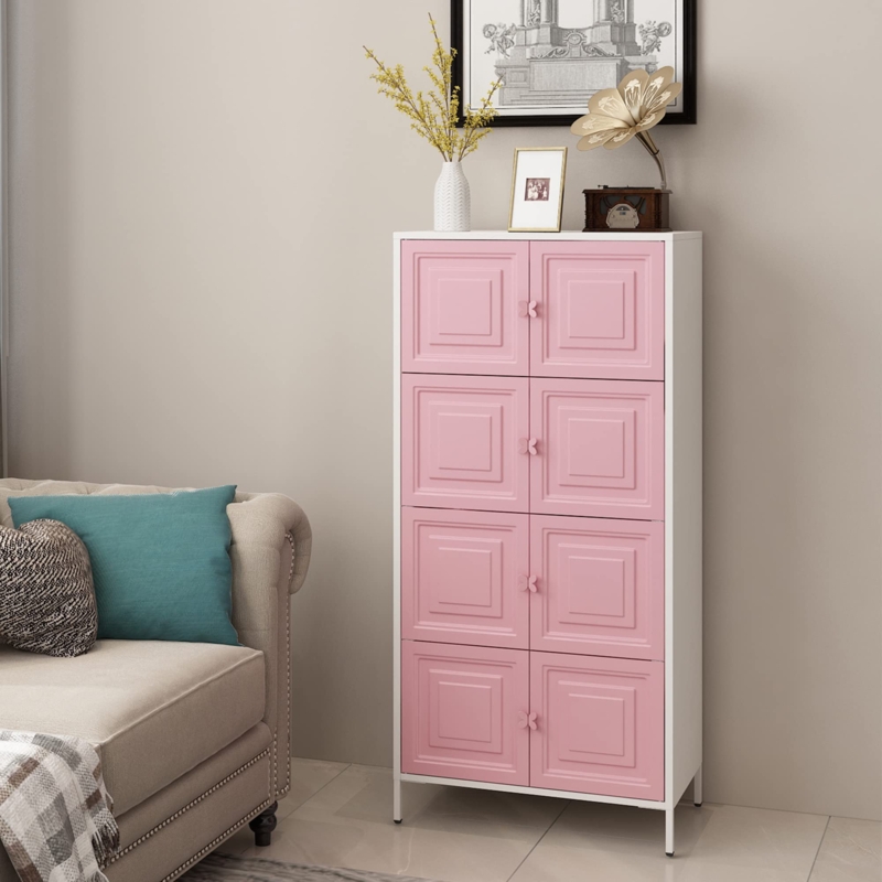 Delta Children 6-Shelf Hanging Storage Unit with 2 Drawers, Barely Pink