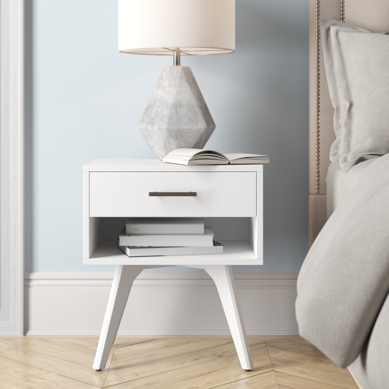Contemporary Pine Nightstand with Open Shelf
