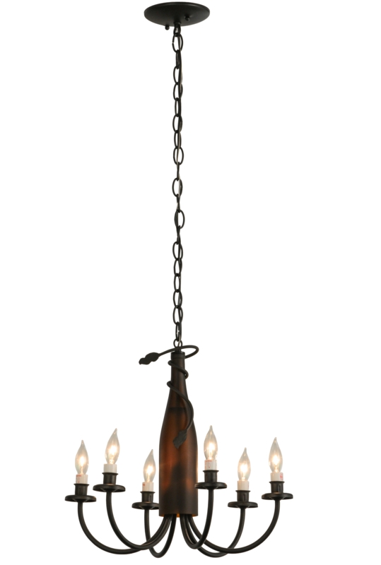 Wine Bottle Chandelier with Timeless Bronze Arms