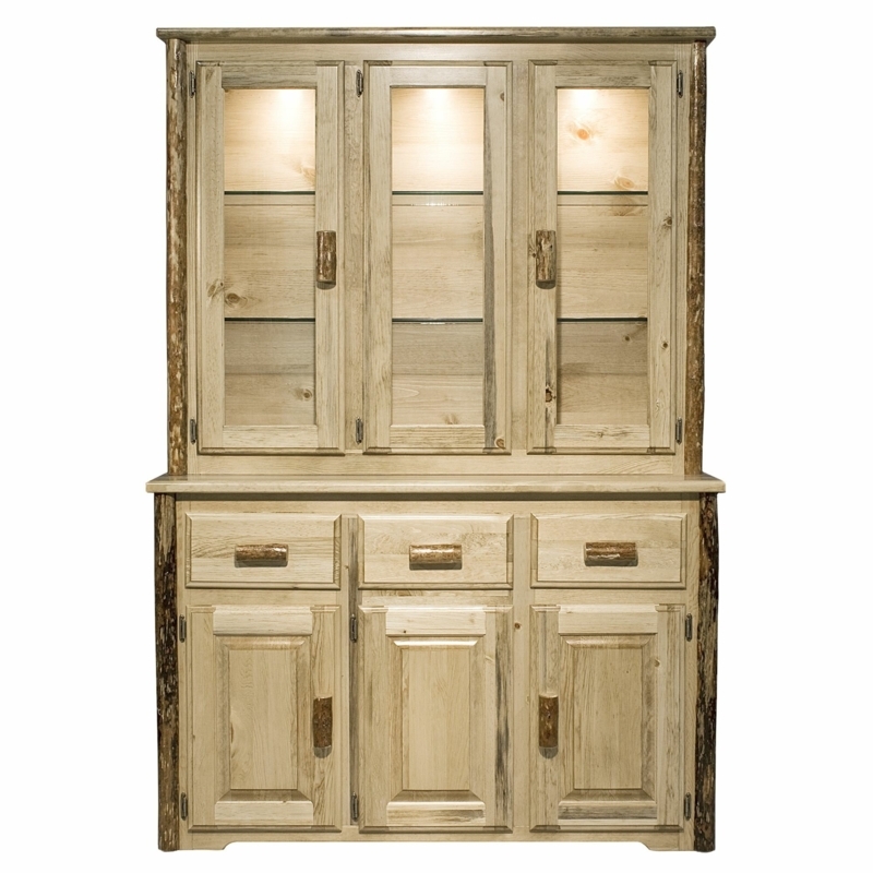 Rustic Lodge Style China Hutch with Sideboard