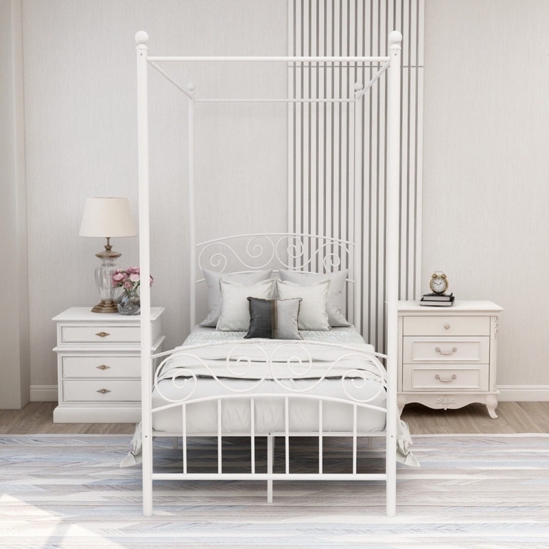 Classic Metal Bed with Ample Storage Space