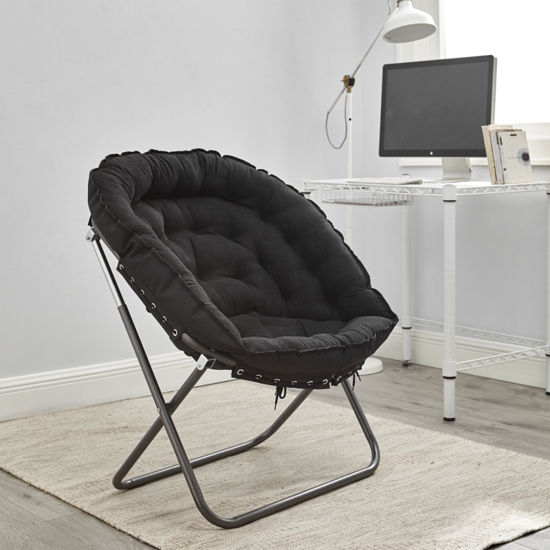 Papasan Folding Chair with Soft Microfiber Cushion