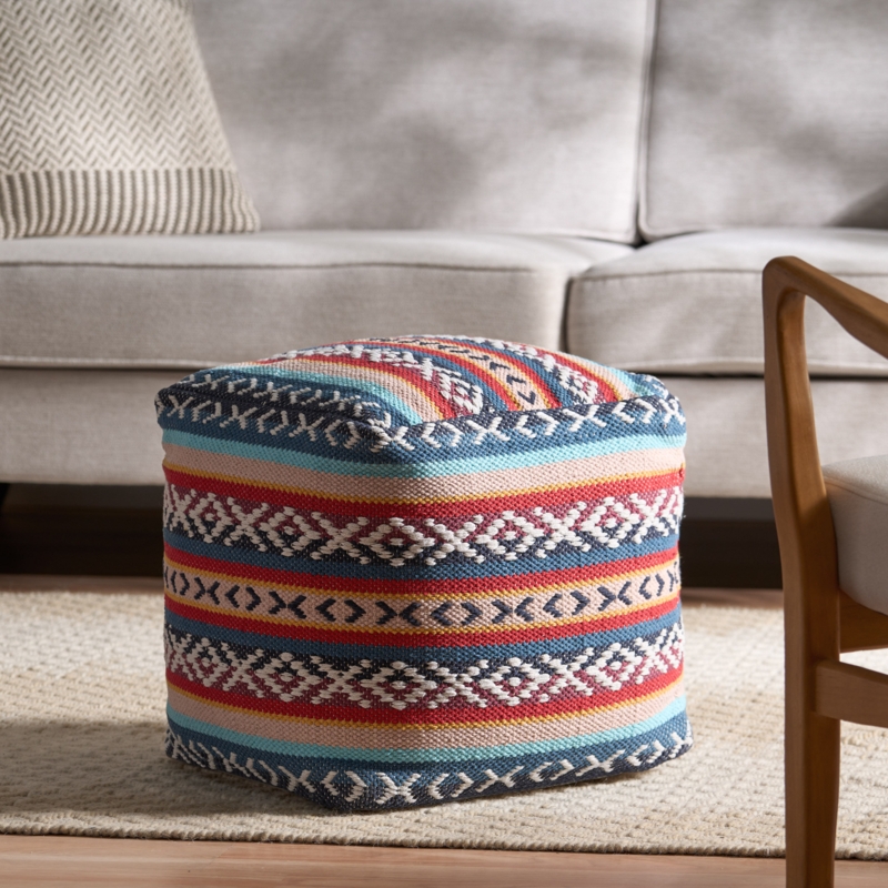 Hand-Crafted Colorful Indoor Pouf